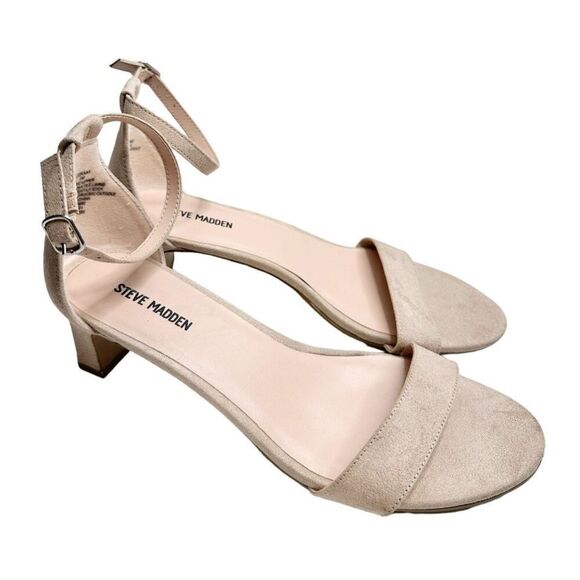 Steve Madden Sandals Womens Size 7 Tan Ankle Strap Block Heel - Picture 1 of 9